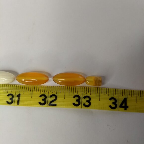 Plastic Necklace Hinge Bracelet Set Orange Beige Vintage Retro Mod Barrel Clasp - Picture 15 of 16